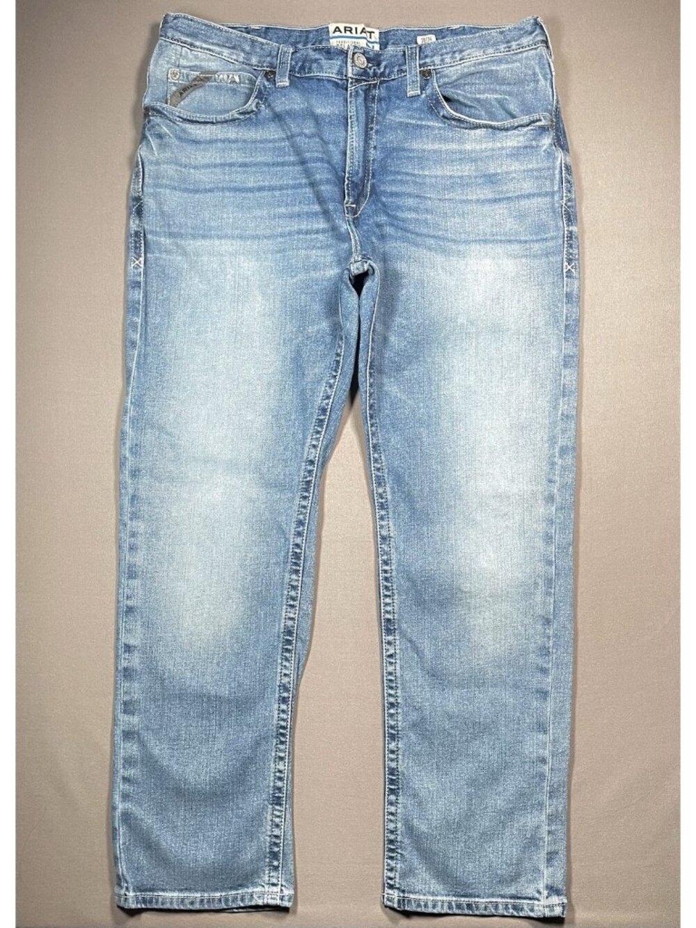 Ariat M2 Stirling Traditional Relaxed Bootcut Light Wash Jean - Men Size 38 X 34